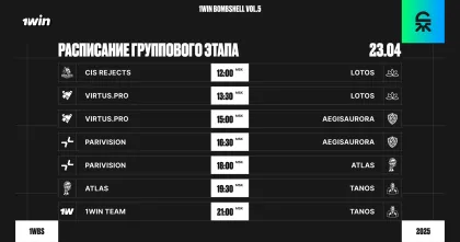расписание матчей 1win bombshell vol 5 на 23 апреля